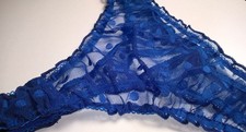 Sexy Sheer Blue Polka Dot SEE THRU Thong Knickers Panties Sissy CD TV 34 - 44"