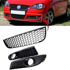 Fits VW Polo GTI 05-09 Front Bumper Lower Grille & Pair Fog Grilles Honeycomb