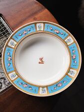 19th Minton Oxford monogram Turquoise enamel rose garland, dinner Plate c1852s