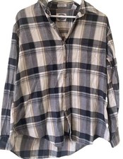 Mens Flannel Shirt  Large Checked  Black /cream/grey Mix