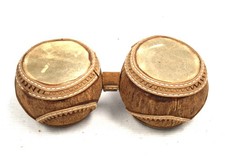 Vintage UNBRANDED Artisanal Coconut Small Bongo Drums In Brown -N22