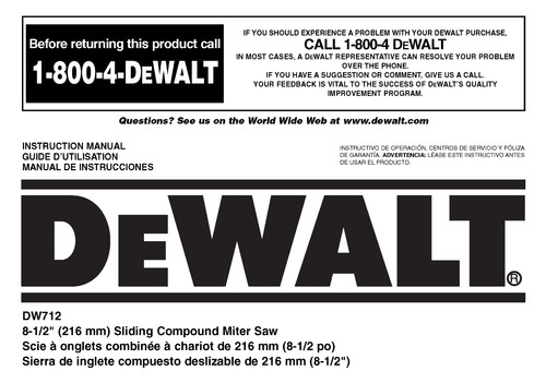 Dewalt dw712 miter - dewalt,