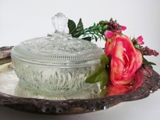 Avon Crystal Dusting Powder Talc Glass Bowl Vintage