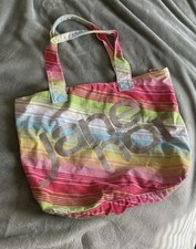 Jane Norman Vintage Beach Tote Bag - Multi Coloured Stripes - Used Condition