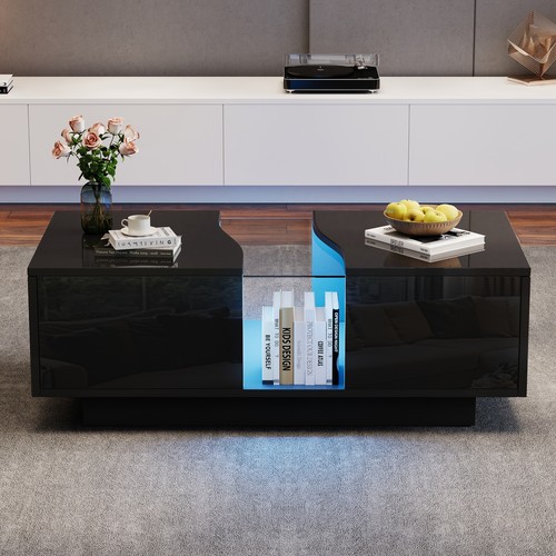 High gloss black coffee table - high,