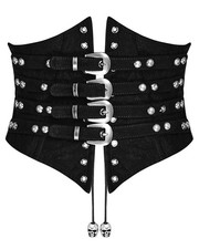 Punk Rave Corset Cincher Black Gothic Dieselpunk Waspie Girdle Belt Faux Leather