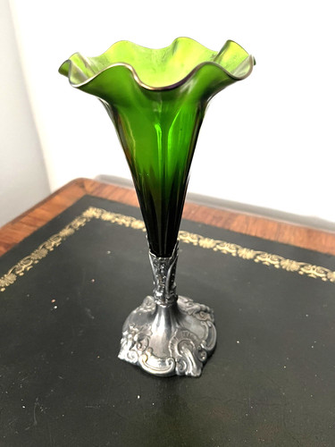 Antique green glass fluted - antique,