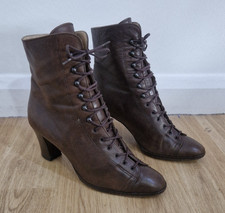 Russell & Bromley Brown Boots Uk 4 Eu 37 Leather Victorian Steampunk Lace Up 