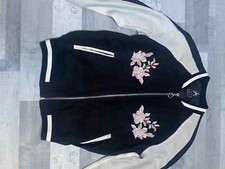 black and white  jacket women with flower