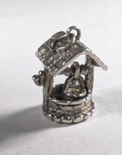 Vintage Sterling Silver 3D Wishing Well Charm Pendant Necklace