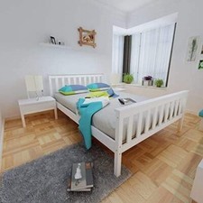 Pine Wooden 4FT6 Double Bed Frame Slatted Bedframe Bedroom Furniture