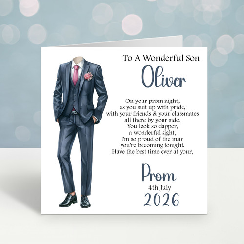 Personalised boys prom card - boys,