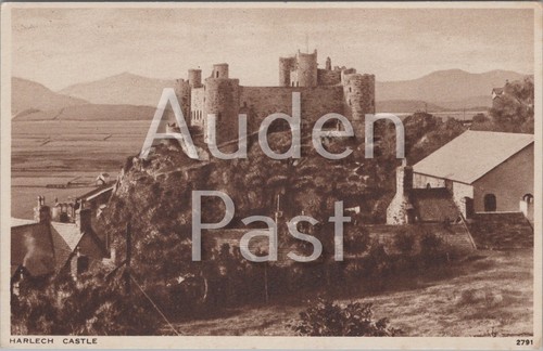 Harlech castle postcard - castle,