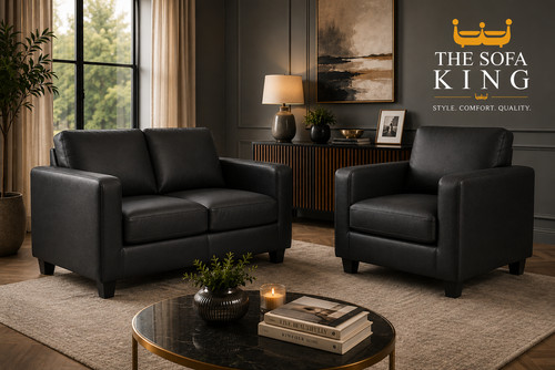 Black faux leather sofas - faux,