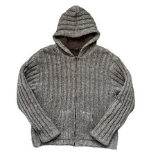 Urban Forest Pure Wool Chunky Knit Hoodie Mens XL Fleece Lined Jacket Nepal