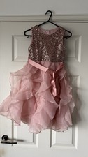 Girls Pink Party Dress (Age 7) & Matching Cardigan (Age 5-6)