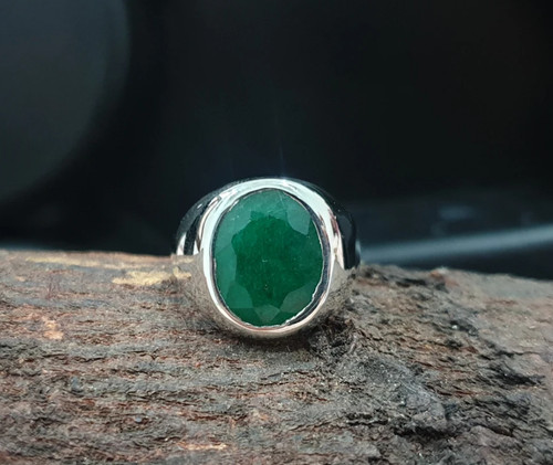 Natural emerald men ring - natural, men's