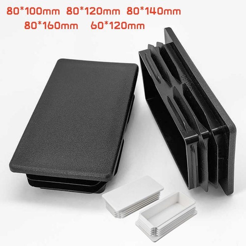 Black white square plastic end - white,