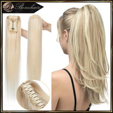 THICK 100% Real Human Hair Clip in Ponytail Hair Extensions Wrap Claw Pony Tail