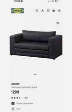 Black Leather Sofabed 2-Seater