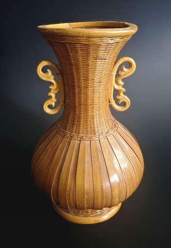Vintage bamboo rattan amphora - bamboo,
