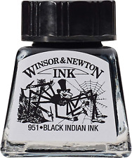Winsor & Newton Black Indian Drawing Ink 14ml - Fast Drying, Water Resistant
