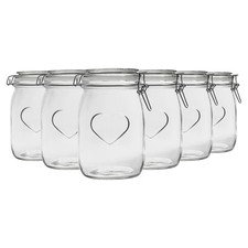 6x Heart Glass Storage Jars