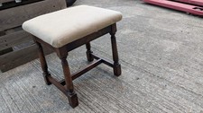 Old Charm oak stool with stuffed fabric covered seat top UE081025A