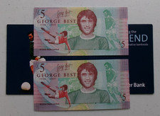 GEORGE BEST - £5 NOTE x2 - 2006 ULSTER BANK - FIVE POUND & WALLET - UNCIRCULATED