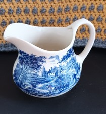 Staffordshire Ironstone Blue and White Jug 8cm Tall