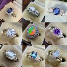 Elegant 925 Silver Filled Rings Wedding Women Cubic Zircon Jewelry Sz 6-11