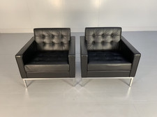 Pair of Knoll Studio "Florence Knoll" Lounge Chairs Armchairs - In Black "Vol...