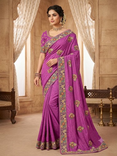 Magenta embroidered designer - magenta,