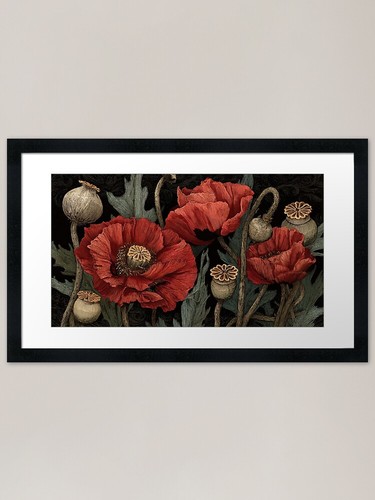 Poppy flowers detailed art - in,