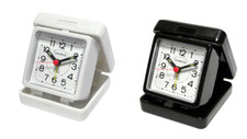 Champion Folding Travel Alarm Clock White Black Battery Time Holiday TR50 New UK