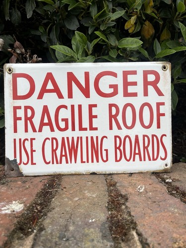 Enamel warning sign - enamel,
