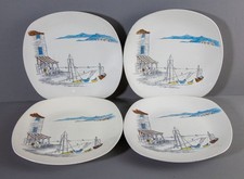 4x Midwinter Cannes Vintage 1950's Large Dinner Plate By Hugh Casson 24cm