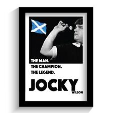 JOCKY WILSON - SCOTTISH DARTS LEGEND & WORLD CHAMPION FRAMED PRINT.