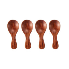4Pcs Mini Wooden Spoons Small Kitchen Spice Condiment Spoon Sugar Tea Coffee Sco