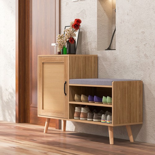 Rattan shoe cabinet with - with, bench