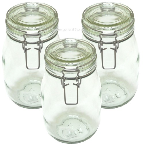 Glass mason jar clip top - 3x,