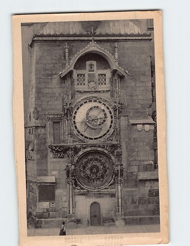 Postcard old town hall - old, clock