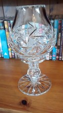 heavy Cut Crystal Glass Hurricane candlestick / 2 piece Candle Holder - 26cms