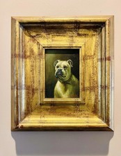 Original Oil Painting Of Bulldog By G. Roy Framed 20th Century Art