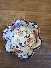 Antique Mason's Ironstone Blue Mandalay Scalloped Serving Bowl