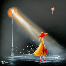 MAL.BURTON ORIGINAL OIL PAINTING. LAMP LIGHT   NORTHERN ART DIRECT FROM ARTIST.