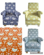 Kids Chairs Children's Armchairs Birds Boys Girls Seat  Blue Ochre Nursery Baby
