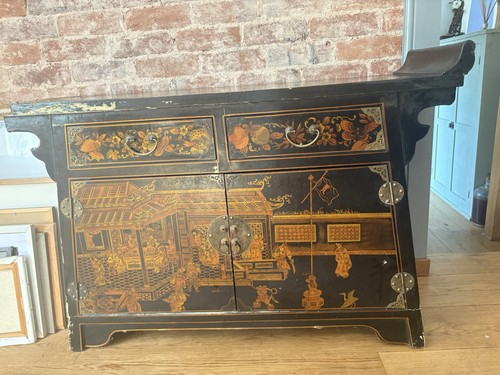 Chinese black lacquer wood - black,