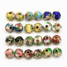 50PCS Handmade Cloisonne Beads Loose Beads Jewelry Making Round Mixed Color