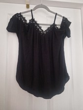 Asda George Women's Black Cold Shoulder Top Size 12